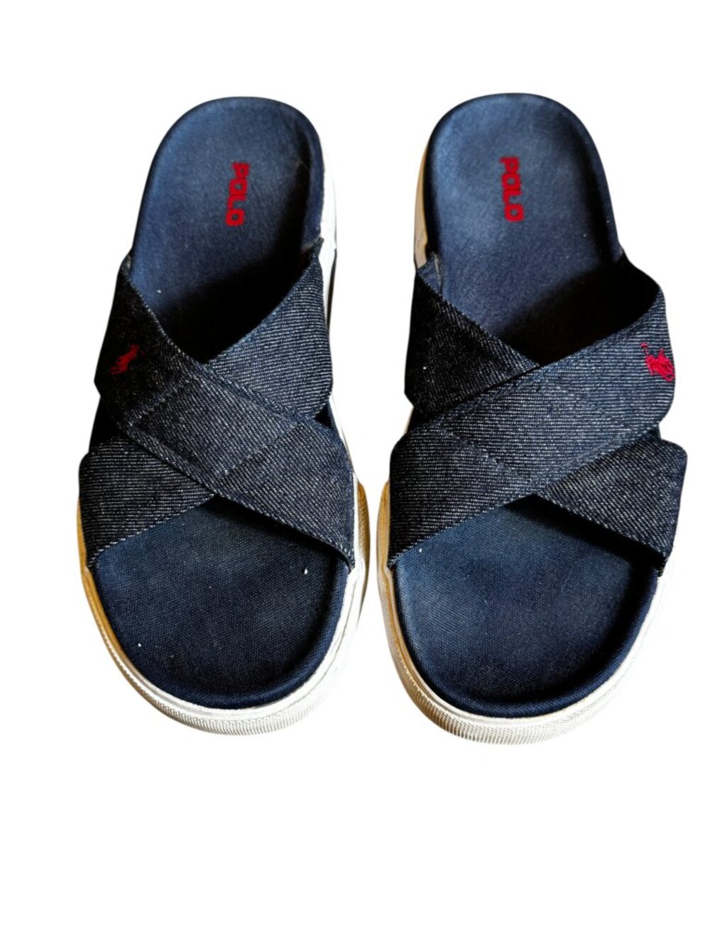 Polo Ralph Lauren Burma Denim Crisscross Slide Sandals Women’s Size 9B
